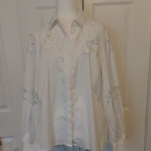 White House Black Market White Lace Blouse